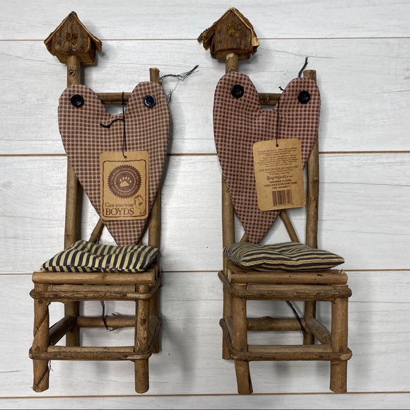 Boyds Bears Twig Chairs Set /2 Birdhouse NWT